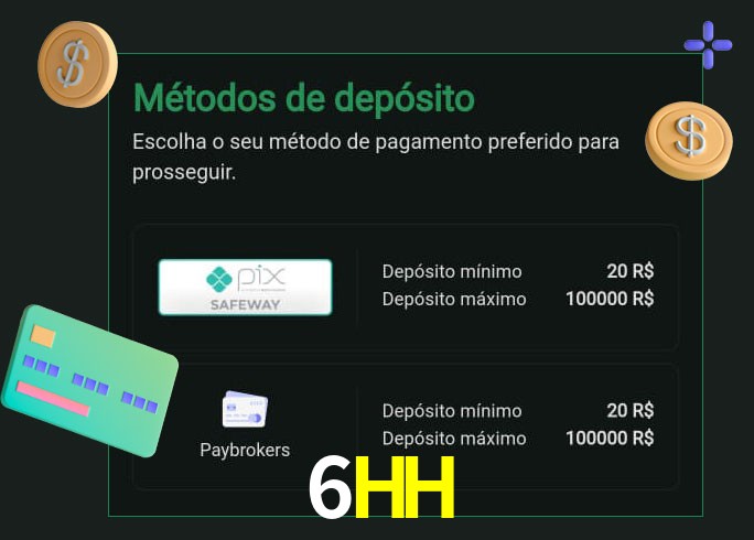O cassino 6HH oferece uma grande variedade de métodos de pagamento